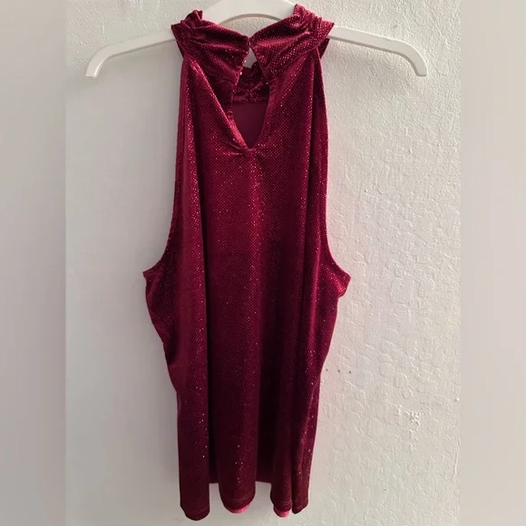 Anne Klein Deep Red Velvet Dress - Picture 2 of 4